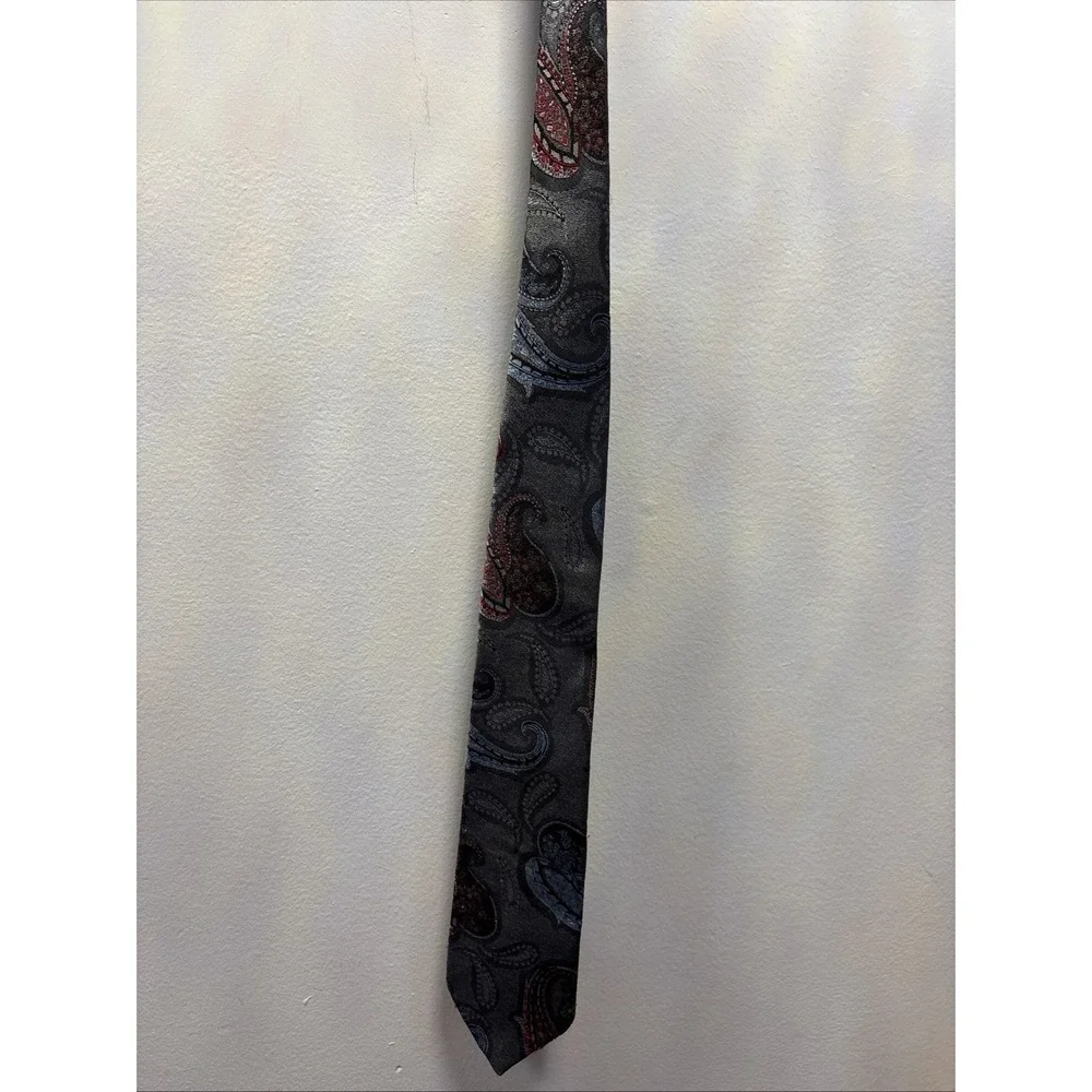 Vintage Oscar de la Renta SNeck Tie Mens Bold Red‎ Blue Pattern 56 Inches Wide 3